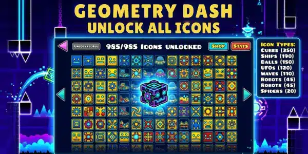 Geometry Dash MOD APK v2.2.143 (Unlock All Icons, Everything & Mod Menu) 2026 21 geometry dash free all icons